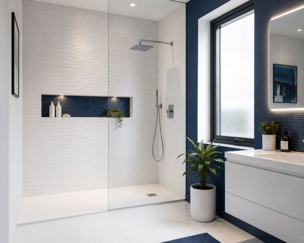 Douche à l'italienne moderne réalisée par LMA Savoir-Faire en Vendée