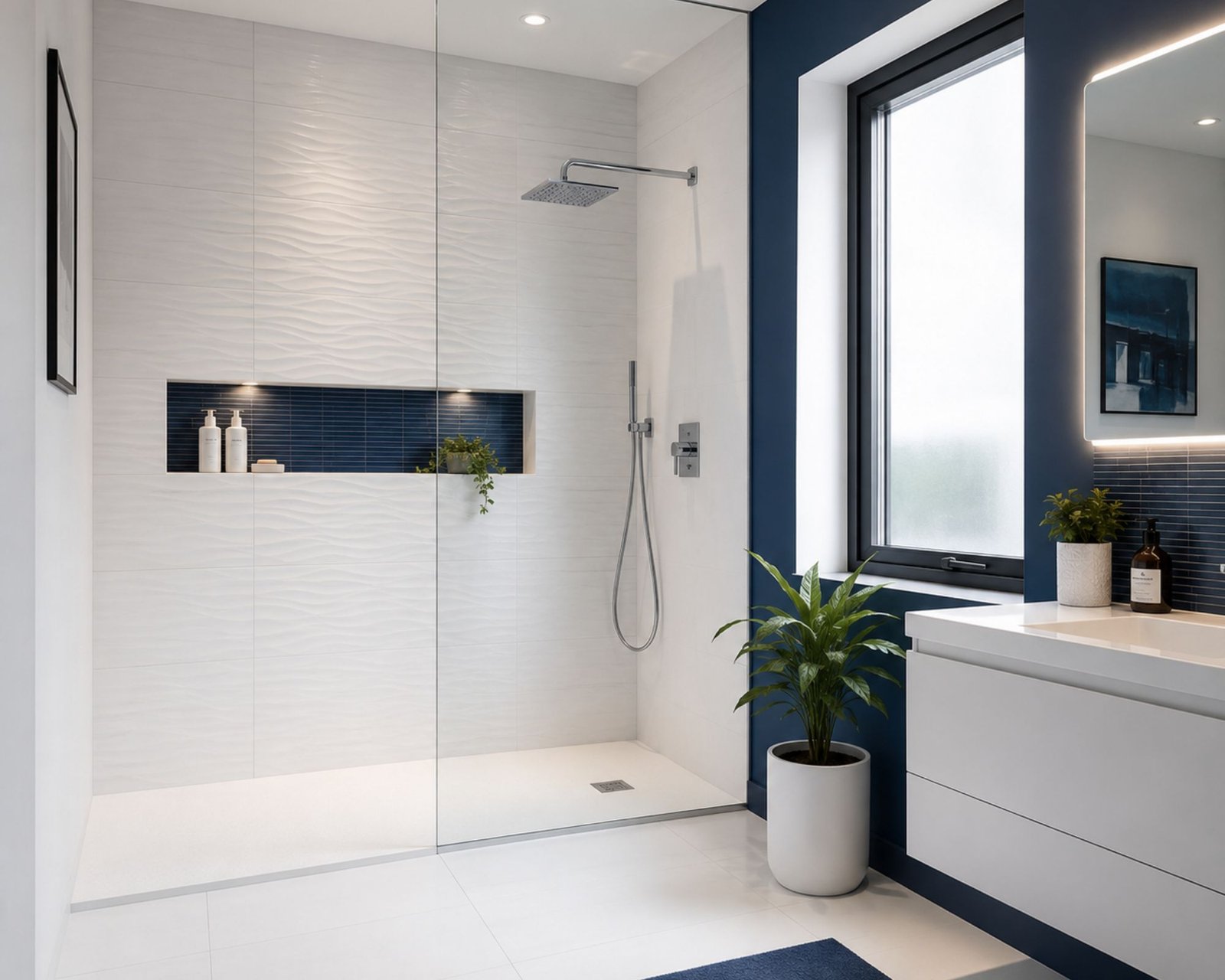 Douche à l'italienne moderne réalisée par LMA Savoir-Faire en Vendée