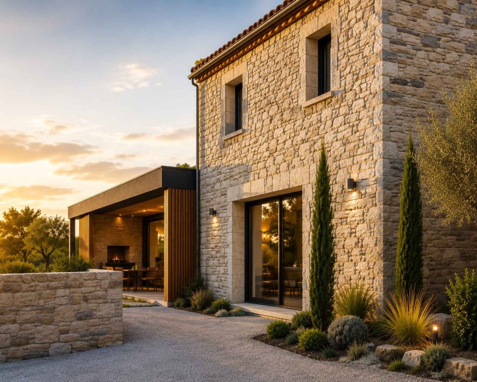 Façade en pierre naturelle d’une maison en Vendée